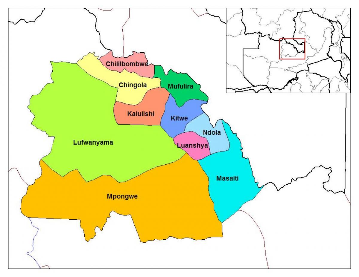 வரைபடம் copperbelt மாகாணத்தில் சாம்பியா
